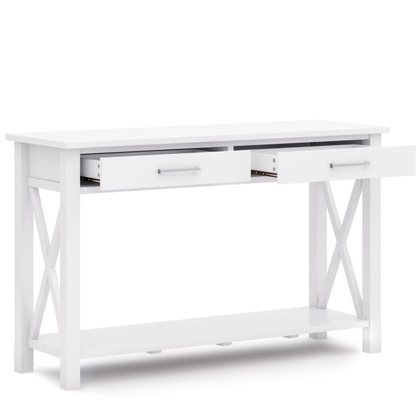 English Elm Kitchener Console Sofa Table - Stylish White Wood, Contemporary Design With Storage & Elegance B136P158767