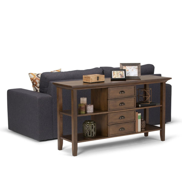 English Elm Redmond Console Sofa Table - Rustic Solid Wood Design With Storage & Unique Natural Charm B136P158102-GIGA