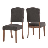 Homelegance By Top-Line Nicklaus Linen Nailhead Chairs (Set of 2) Brown Rubberwood