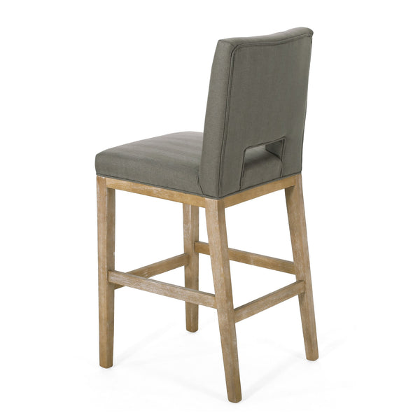 English Elm Christopher Knight Home® - BARSTOOL Grey Fabric Upholstered Padded Seat with Sturdy Eco Wooden Frame — Comfortable Durable Design 73531.00DPGRY