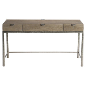 Bernhardt Bernhardt Aventura Desk With White Oak Top, Textured Aluminum Frame, Integrated Power & Drawers D21514