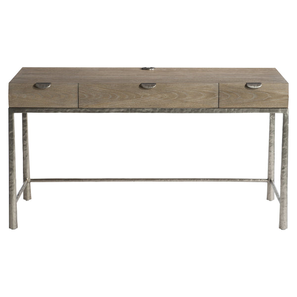 Bernhardt Bernhardt Aventura Desk With White Oak Top, Textured Aluminum Frame, Integrated Power & Drawers D21514