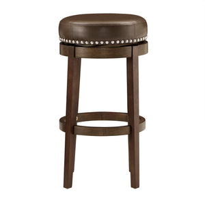 Homelegance By Top-Line Emerson Brown Finish Faux Leather 29" Swivel Bar Height Stool (Set of 2) Brown Rubberwood