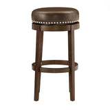 Homelegance By Top-Line Emerson Brown Finish Faux Leather 29" Swivel Bar Height Stool (Set of 2) Brown Rubberwood