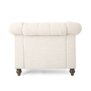English Elm Christopher Knight Home® - CLUB Chair with Chesterfield-Inspired Button Tufting, Scrolled Arms & Nailhead Trim for Living Room Beige 40.5 L x 34.5 W x 25.75 H 72759.00BGE