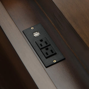 English Elm Rylie Solid Wood Desk in Natural Aged Brown — Handcrafted 3 Drawers, Lift Tops, USB Outlets, 60"W B136P159578