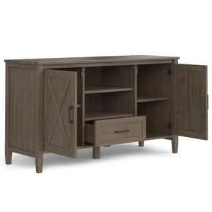 English Elm Ela Handcrafted Medium TV Stand Smoky Brown Solid Wood, Shaker X Doors, Drawer, Fits Up to 60" B136P158607