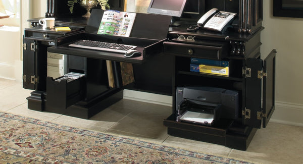 Hooker Furniture Telluride Black Cherry Computer Credenza With Patented Document-Rest Keyboard Tray & Storage 370-10-464
