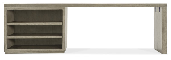 Hooker Furniture Linville Oak 96" Executive Desk In Smoked Mink Finish With Open Cabinet, Adjustable Shelves, Versatile Backplacement 6150-10947-85