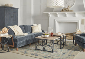 A.R.T. Furniture Alcove Casual Traditional Metal End Table In Belgian Ivory & Burnished Brass - Stylish Nesting Design White Acacia Solids,Maple Veneers,Iron 321363-1241