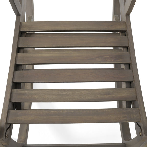 English Elm Christopher Knight Home® - Outdoor Acacia Wood Rocking Chair with Retractable Footrest, Durable Weather-Resistant Porch Patio Seating Comfortably Grey 63337.00GRY