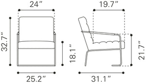 Dallas Accent Chair Vintage Black 109521 Zuo Modern
