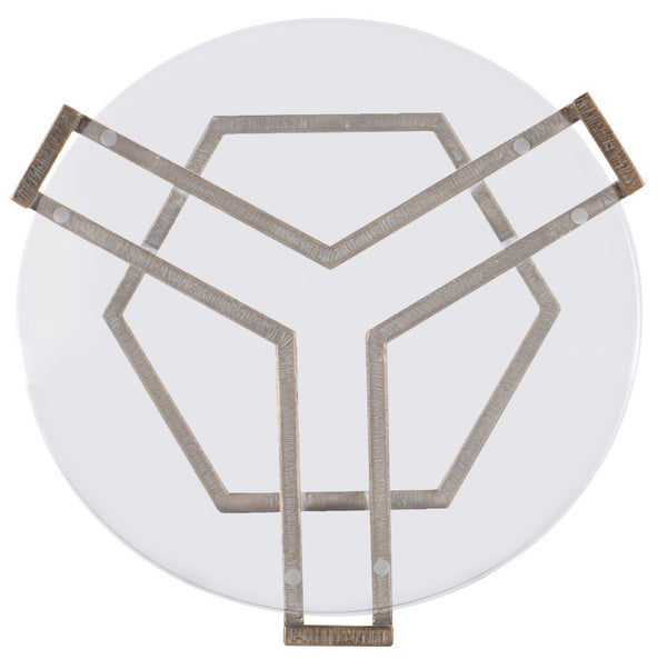 Hooker Furniture Melange Grove Round End Table With Antique Brass Iron Base And Clear Acrylic Top For Small Spaces 638-80009-00