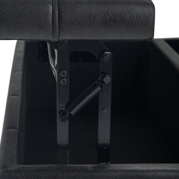 English Elm Harrison Coffee Table Storage Ottoman - Versatile Distressed Black Faux Leather With Hidden Storage B136P159141