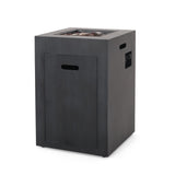 Christopher Knight Home® - Noble House - Wellington Outdoor 30,000 Btu Square Fire Column, Brushed Black