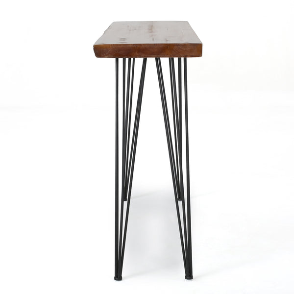 English Elm Christopher Knight Home® - BAR TABLE Rustic Natural MDF Top with Hairpin Iron Legs — Compact Stable Bistro Table for Small Spaces 62138.00