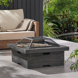 Christopher Knight Home® - Noble House - Bolton Outdoor Lightweight Concrete Wood Burning Square Fire Pit, Gray