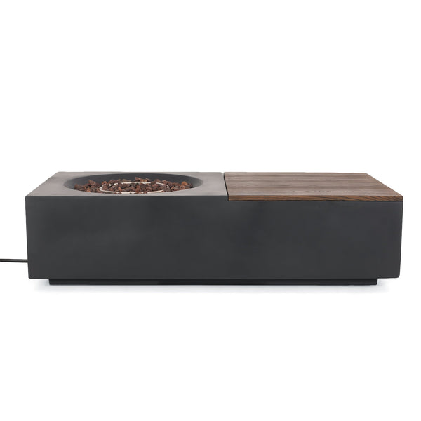 English Elm Outdoor Concrete Propane Fire Pit Table 50000 Btu Patio Coffee Dark Gray 74005.00DGRY-50K