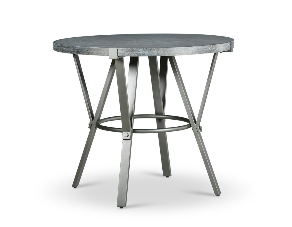 English Elm Steve Silver - Portland Round Counter Table Dark Gray – Asian Ash Veneer Top with Powder-Coated Iron Base, Compact Stylish Dining Solution B081P156995