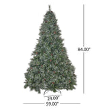 Christopher Knight Home® - Noble House - 7-foot Cashmere Pine and Mixed Needles Unlit Hinged Artificial Christmas Tree with Snowy Branches and Pinecones