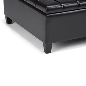 English Elm Harrison - Versatile Midnight Black Storage Ottoman With Lift-Top, Stylish Coffee Table & Seating B136P159136