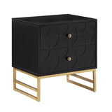 Homelegance By Top-Line Bellamy Arched Diamond Gold Metal End Table Black Engineered Wood