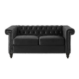 Christopher Knight Home® - Noble House - Brinkhaven Modern Glam Tufted Velvet Loveseat with Nailhead Trim