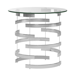 Homelegance By Top-Line Pierce Vortex Base End Table Silver Metal