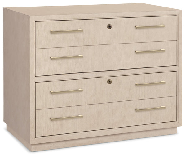 Hooker Furniture Marlowe White Oak Executive Desk with Cable Management and Locking File Storage 20.00L x 38.00W x 30.00H 6420-10466-80
