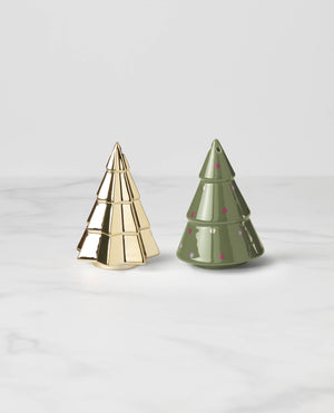 Lenox Kate Spade Figural Evergreen Tree Salt & Pepper Set Metallic, GOLD PORCELAIN 897066