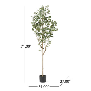 English Elm 180cm Artificial Eucalyptus Tree Faux Silver Dollar Foliage Tall Indoor Accent 70530.00