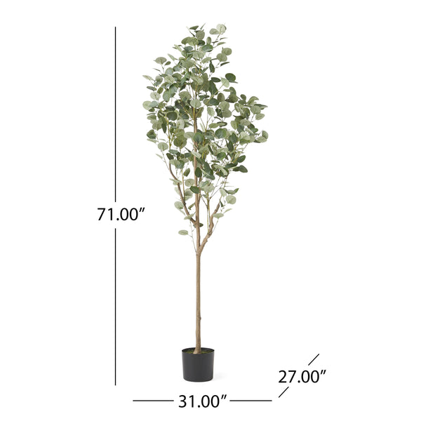 English Elm 180cm Artificial Eucalyptus Tree Faux Silver Dollar Foliage Tall Indoor Accent 70530.00
