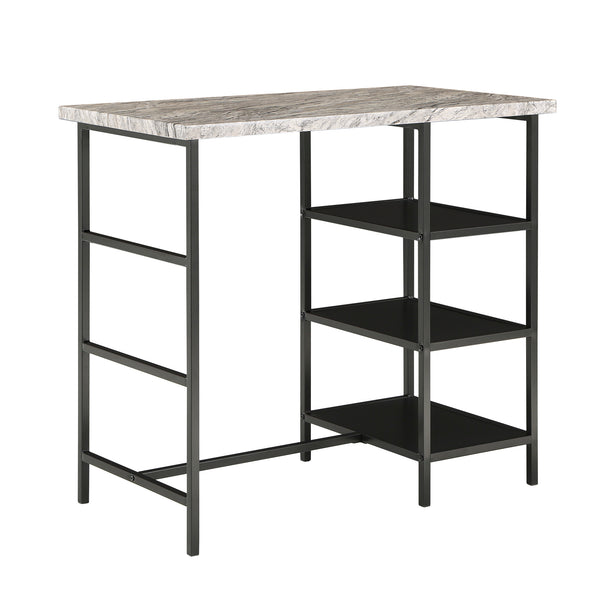 Homelegance By Top-Line Tosca Counter Height Metal Table Set with Faux Marble Top Black Metal