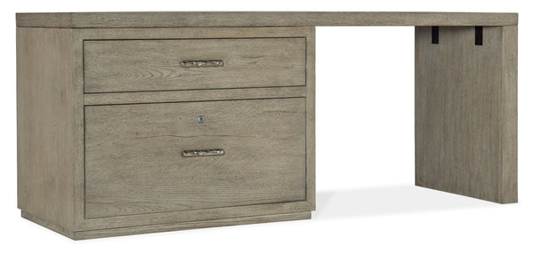 Hooker Furniture Linville Executive 72" Oak Desk With Lateral File — Spacious Work Surface, Locking File, Finished Back, Antique Pulls Gray 6150-10908-85