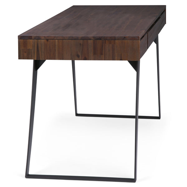 English Elm Lowry Desk - Distressed Charcoal Brown Solid Acacia With Metal Legs For Modern Industrial Charm B136P158875