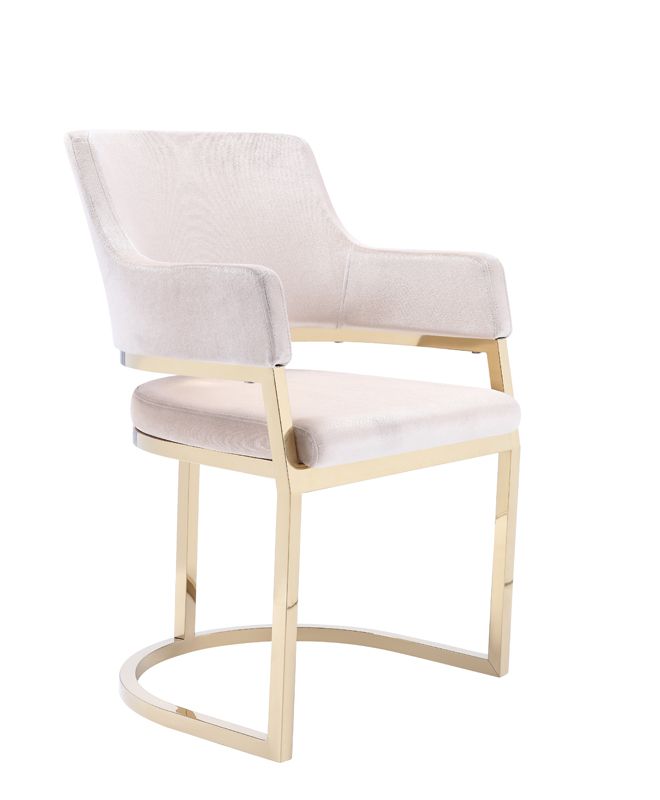 VIG Furniture Modrest Tulsa Modern Cream Velvet & Gold Dining Chair VGZAY607-CRM