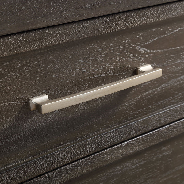 English Elm Steve Silver - Broomfield 5-Drawer Chest in Walnut Brown with Champagne Hardware, Picture Frame Molding, Smooth Glides B081P157612