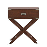 Homelegance By Top-Line Spencer X-Base Wood Accent Campaign Table Brown Wood