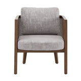 Homelegance By Top-Line Marceline Walnut Finish Fabric Cane Accent Chair Grey Rubberwood