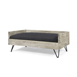 Christopher Knight Home® - Noble House - Bonneville Mid-Century Modern Pet Bed with Acacia Wood Frame, Light Gray and Gray