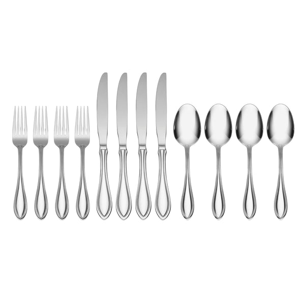 Lenox Oneida American Harmony 12 Piece Everyday Flatware Set, Service for 4 Metallic, STAINLESS METAL H027012A