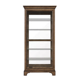 Traditional Sliding Door Curio with Glass Shelves and LED Light