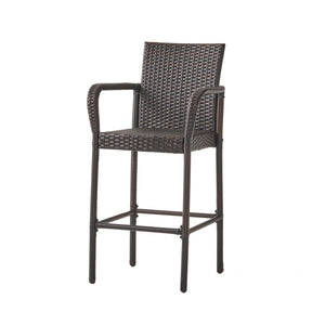 English Elm Littleton Outdoor Woven Rattan Barstools Set of 2 with Weather Resistant Iron Frame 57113.00