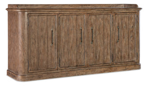 Hooker Furniture Americana Honey Four-Door Buffet Sideboard With Felt-Lined Drawer, Gallery Rail, Antique Bronze Hardware 7050-75900-85