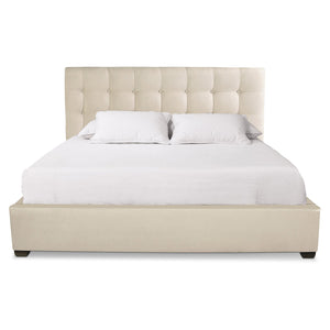 Bernhardt Bernhardt Avery King Upholstered Panel Bed In Cream — Button-Tufted Headboard, Espresso Feet, Transitional Elegance K1471