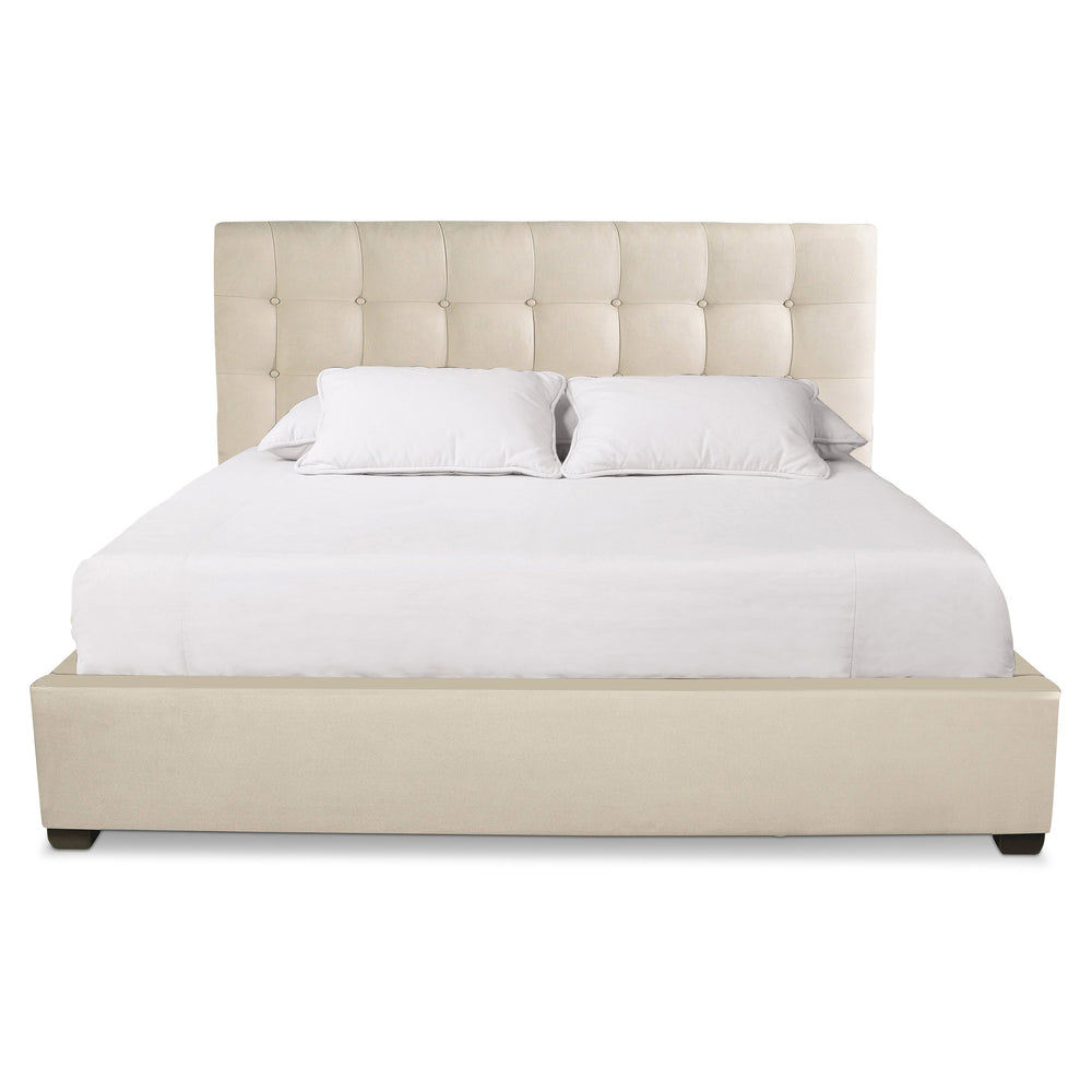 Bernhardt Bernhardt Plush Button-Tufted Fabric Bed With Tall Headboard, Streamlined Upholstery, Smoke Or Espresso Finish (Queen) K1466