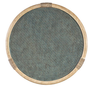 Hooker Furniture Retreat Raffia End Table With Tempered Glass Inset, Rope Detail, Maple Veneer For Coastal Charm Blues 6950-80116-45