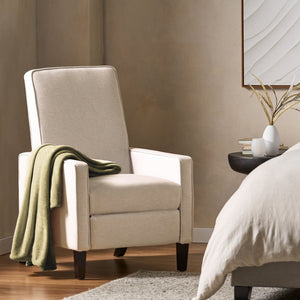 English Elm Christopher Knight Home® - Minimalist Push Back Chair with Thick Cushion and Birch Wood Legs for Stylish, Durable Comfort Beige 57444.00BEI