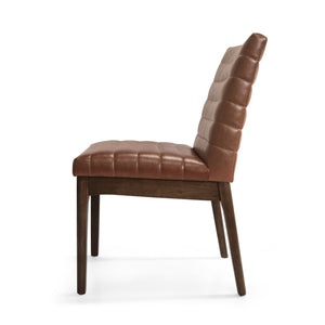 English Elm Upholstered Parsons Dining Chairs Set of 2 Channel Stitch Mid-century Walnut Frame 73471.00PUCOGN