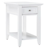 Homelegance By Top-Line Cerie 1-Drawer Side Table with Charging Station White Wood